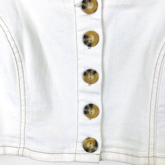 Forever 21 Off-White Button Front Denim Crop Top Size Large - Picture 4 of 6